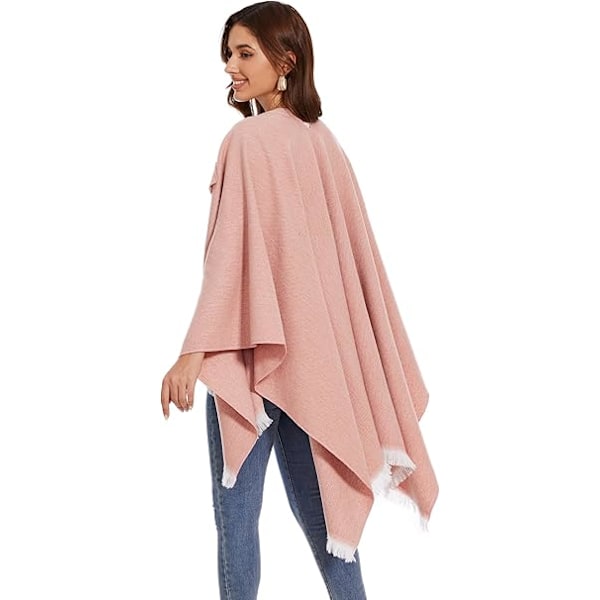 Elegant Damekappe med Åben Front, Blød Poncho, Velegnet til Forår, Efterår og Vinter