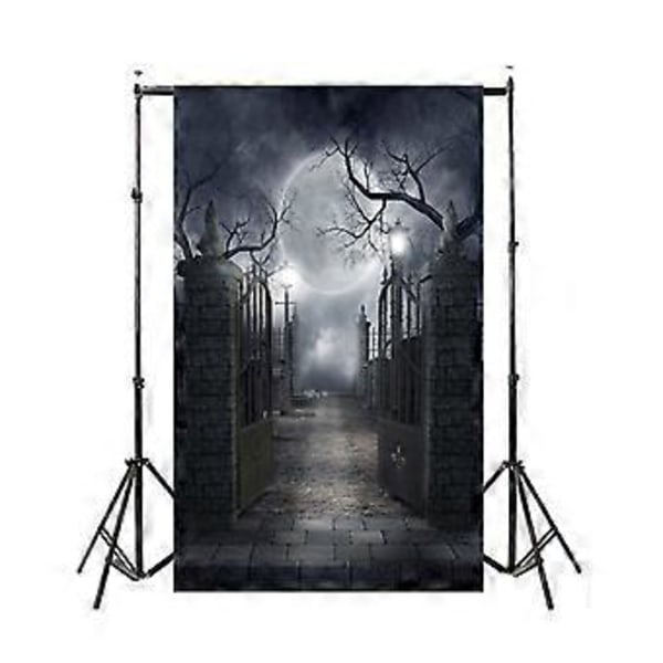 Halloween Nat Fuld Måne Baggrund Mørkt Træ Kirkegård Fotografering Baggrund Horribel Uhyggelig Kirkegård Fest Banner Halloween Fest Dekoration Foto Bo