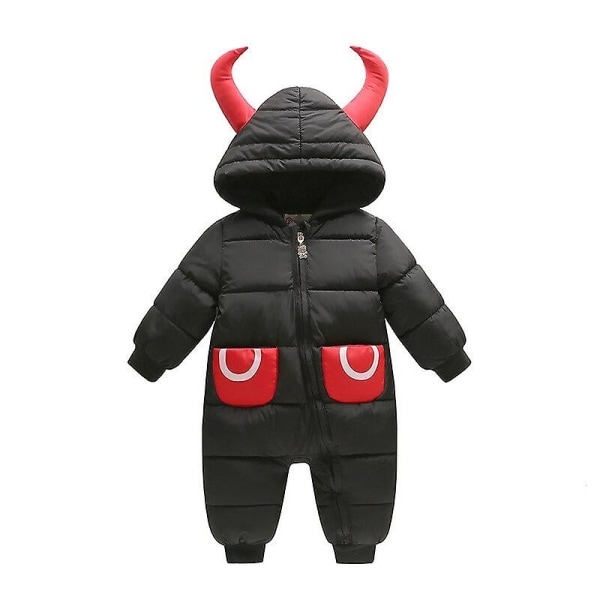 Children Clothing Baby Clothing Feather Cotton Climbing Clothes Baby Outgoing Clothes Newborn Hooded Clothes black 24M