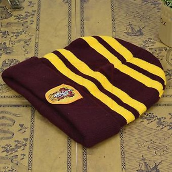 Unisex Harry Potter Neulotuppu Hattu Cosplay Rekvisiitta Talvi Käännettävä Kallo Hattu (Gryffindor)