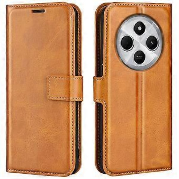 Til Xiaomi Poco C75 4G/Redmi 14R 5G/14C 4G Stand Case Anti-Scratch Kalvetekstur Læder Telefon Cover(Style A)