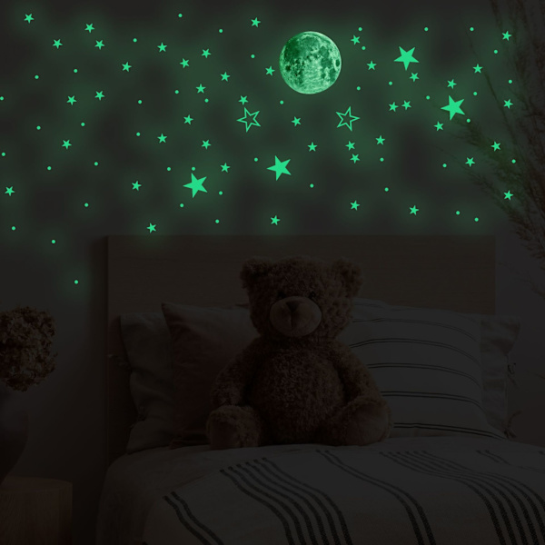 435 kpl Hohtavat Kuu Tähdet Pisteet Tarrat Irrotettavat Luovat Fluoresoiva