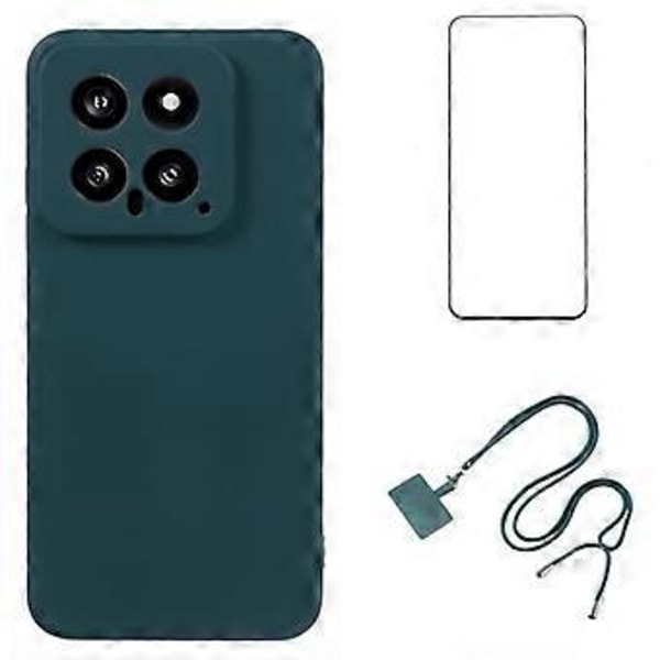 WANLONFENG RB1 Serie Til Xiaomi 14 Cover Blød TPU Telefon Cover med Skærmbeskytter+Snor (Style D)