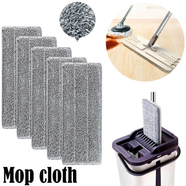 5 stk Mikrofibermopper for gulvrengjøring Mop Utskiftning Rengjøringsdeksel Mop