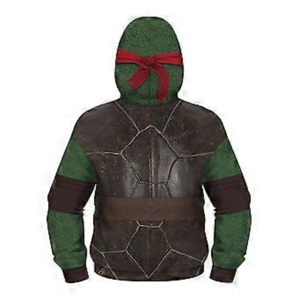 Barn Pojkar Teenage Mutant Ninja Turtles Jacka Full Zip Rolig Hoodie Kappa Mask Ytterkläder (8-11 År)