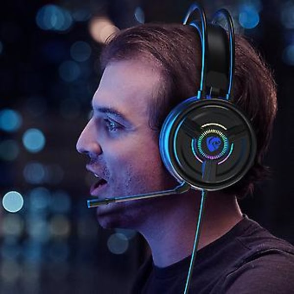 Surround Sound Gaming Headset med Mikrofon - Komfortabel Hukommelsesskum Headset (Pink)