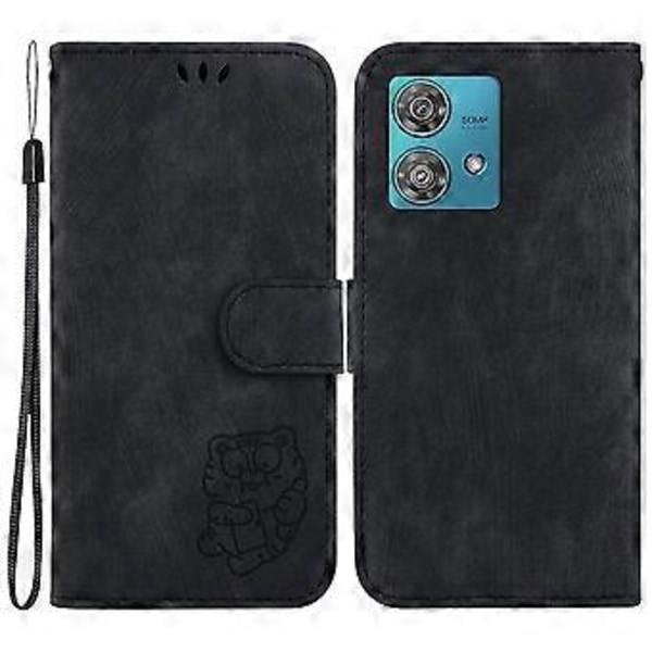 Mobilfodral för Motorola Edge 40 Neo 5g - Söt Tiger Tryckt PU-Läder Flip Cover (Svart)