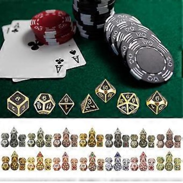 7 Stykker Polyhedrale RPG Terninger Zink Legering Terninger Rollespil Bordspil Terninger (Klar)