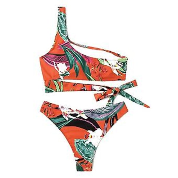 Jentebadedrakt bikini split dame polyester trykt sexy badetøy S