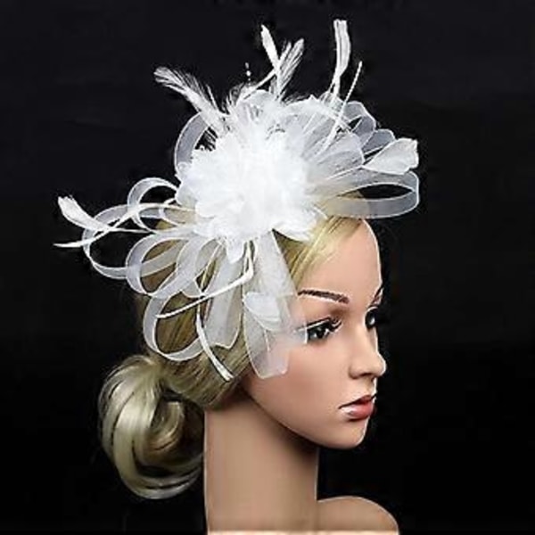Glamourøs elegant damehat, brude fjer hårnålstilbehør, Royal Ascot cocktail, foto sløjfe hårtilbehør, hestefestival fjer hovedblomst