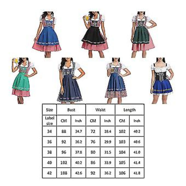 Uusi naisten saksalainen Oktoberfest-asu, perinteinen baijerilainen olut-Fraulein-karnevaali-palvelijan mekkoasu (L Musta)