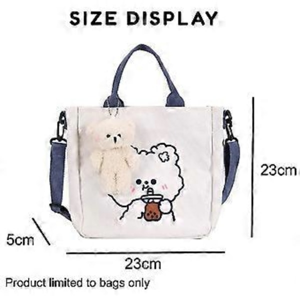 Portabel Canvas Handväska Stilren Enkel Axelväska Sött Mönster Canvas Messenger Bag