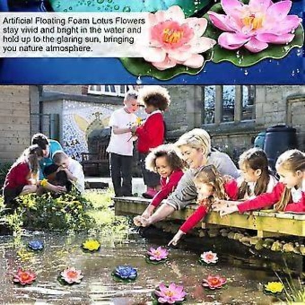 Dam Pynt, Flydende Blomster Realistisk Design Langvarig Holdbarhed til Have Dekoration, Akvarium Indretning (5 stk)
