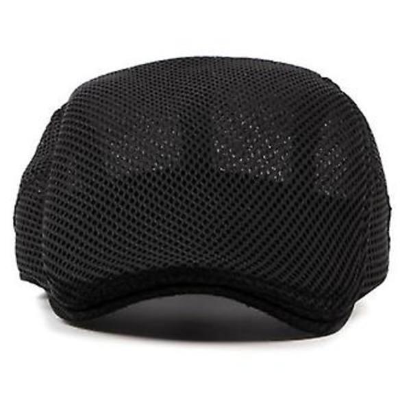 Herrar Ivy Gatsby Kepar Newsboy Hatt Mesh Cabbie Golf Körning Utomhus Platt Basker (Svart)