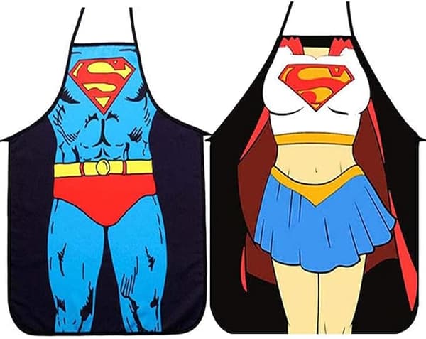 2 stk. køkkenforklæder - Superman-version til mænd og kvinder, par