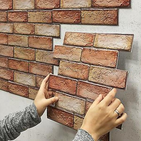 3D Itseliimautuva Simuloitu Tiiliseinä Tarra Irrotettava Vedenkestävä Tapeti Koti Tarra ( )