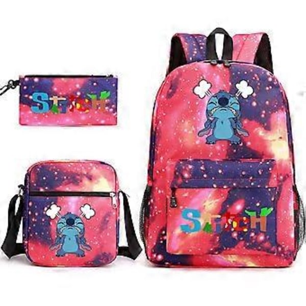Lilo & Stitch Skolväska Ryggsäck Pennfodral Axelväska Tre-delad Set _31