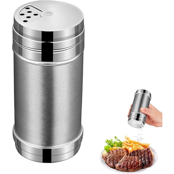 Krydderbeholder i rustfritt stål (8 * 4,5 cm), krydderdispenser i rustfritt stål