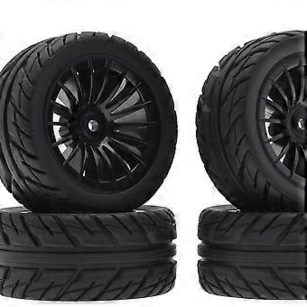 4x RC-auton renkaat 1:16 Kootut modifioidut renkaat pyörät UD1604 teinipojille (musta)