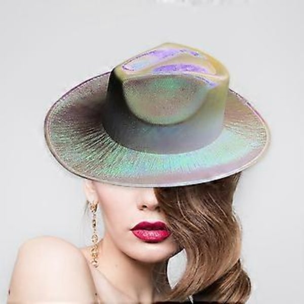 Cowboy-juhlahattu Kiiltävät Hauskat Hatut Cowgirl-hattu Rave-lippikset Karnevaali Disko Valkoinen (Valkoinen)
