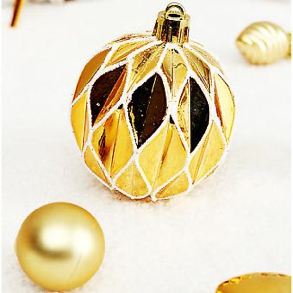 73 st julgranskulor i set, målade i hus-stil, presentförpackning, julgranshänge, vit guld stil BC