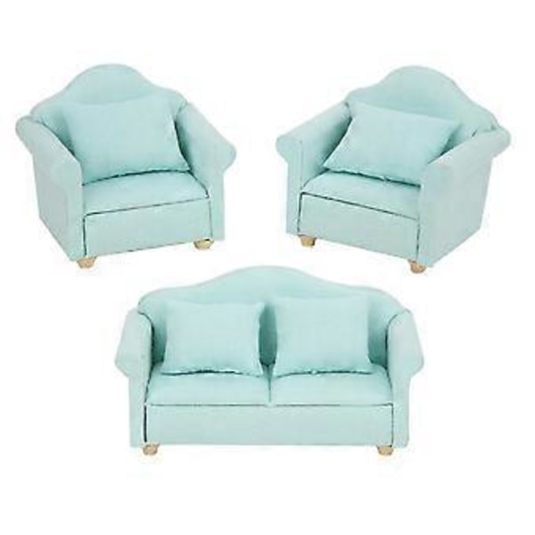 3-pack 1:12 Mini Dockhus Rutig Soffa Kudde Set Tillbehör Rum Möbel Leksak (Färgglad)