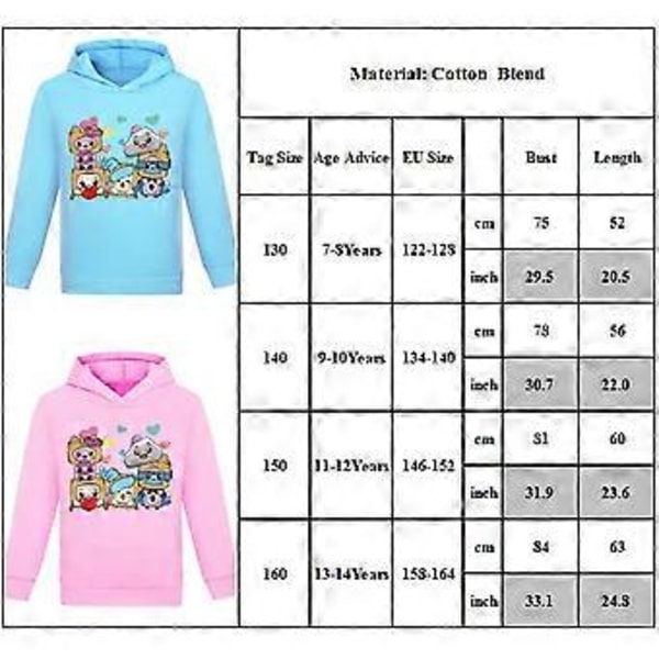 LANKYBOX Trykte Drenge Piger Sød Hoodie Jumper Langærmet Hættetrøje Efterår Vinter Sweatshirt Topper (7-8 År Sort)