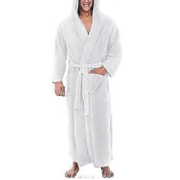 Männs Fleece-huvad Lång Mjuk Badrock - JA(3XL Vit)