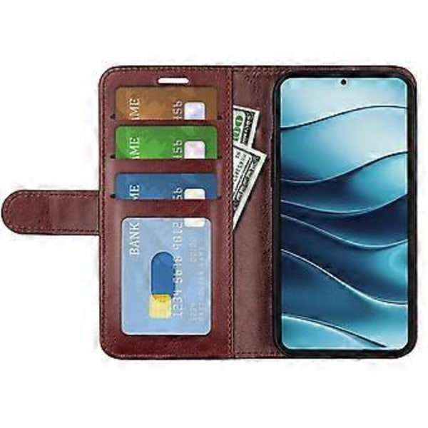 Xiaomi Redmi Note 14 Pro 5G Lompakkokotelo Crazy Horse -kuvioinen nahkainen puhelinkotelo jalustalla (Tyyli D)