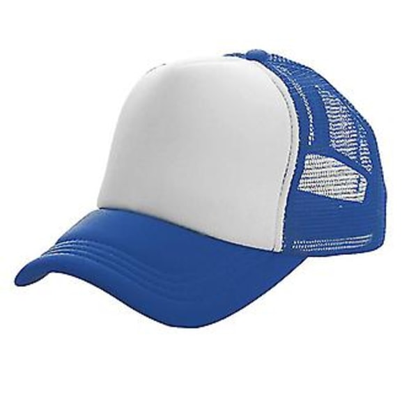 Unisex Plain Trucker Baseball Caps Mesh Adjustable Sports Snapback Sun Hat( B7 Deep Blue And White)