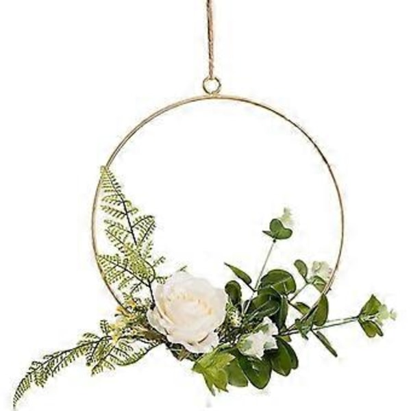 Elegant Eukalyptusblad Krans, Samma Som Äkta Blomestetik för Inomhus- och Utomhusdekoration, Metallhängande Blomsterbåge Säkerställer Hållbarhet, Idealisk för