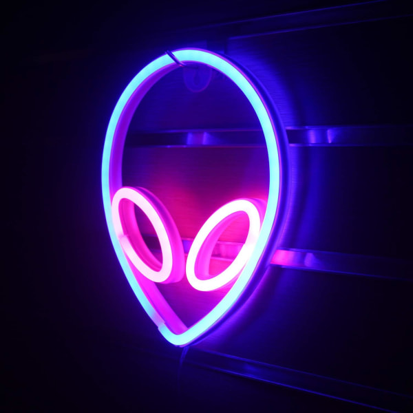 Wanxing LED Alienhode Neonveggtegn Rosa og Blå for Soverom K
