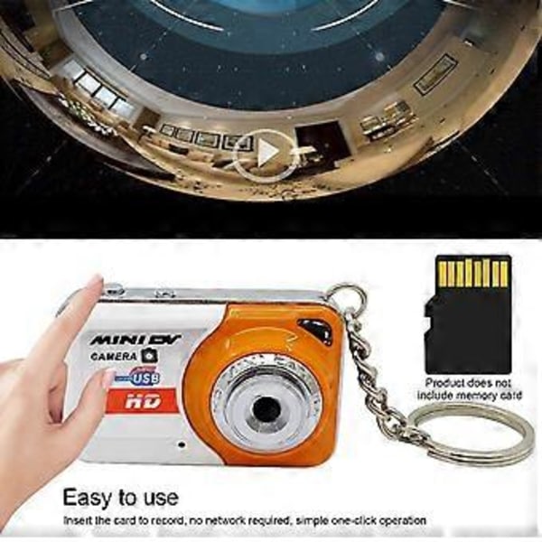 Uusi taskukokoinen pikseliavaimenperäkamera, Mini DV -kamera, USB-mini-kamera avaimenperävideokamera web-kameraan, lapsille ja opiskelijoille (oranssi)