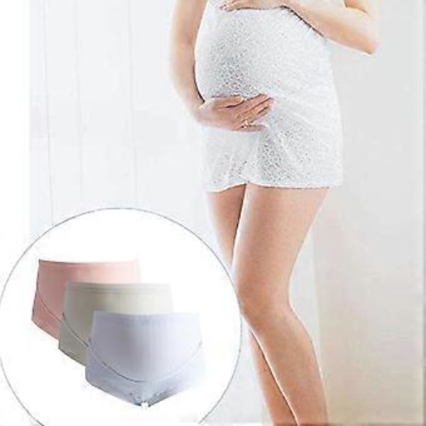 3 stk. Bomulls Graviditetstruser for Kvinner Klassiske Høye Liv Maternity Undertøy Multipakke (XL hudfarget mørkegrønn lyseblå)
