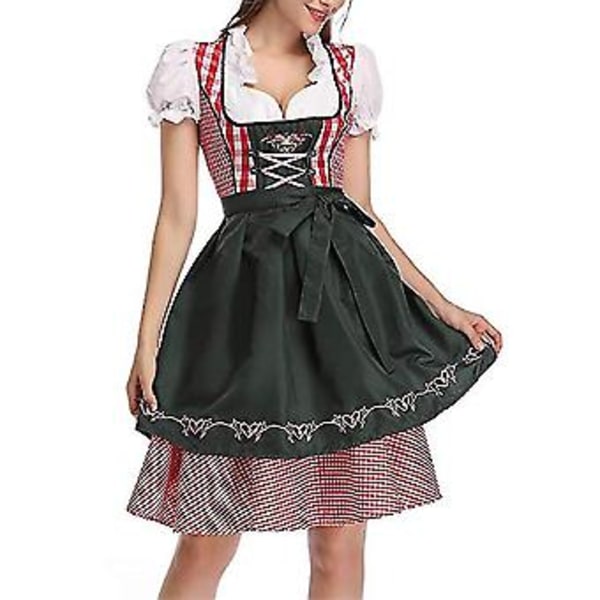Uusi naisten saksalainen Oktoberfest-asu, perinteinen baijerilainen olut-Fraulein-karnevaali-palvelijan mekkoasu (L tummanvihreä)