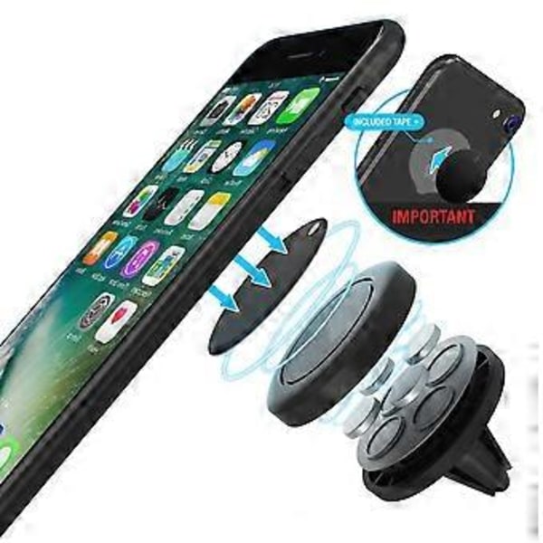 2-pack Magnetisk Biltelefonhållare, Ultrastarkt Grepp för Smarta Enheter, Snabb Swift-Snap-teknik, Robust Gummibas Säkerställer Stabilitet, Vridbar
