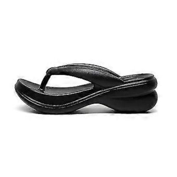 Strandtofflor Sommartofflor 6 cm tjocka flip-flops Sommartofflor för kvinnor Mjuka Eva Strand Halkfria Sandaler Flerfärgade Valfria (37 38 svart)