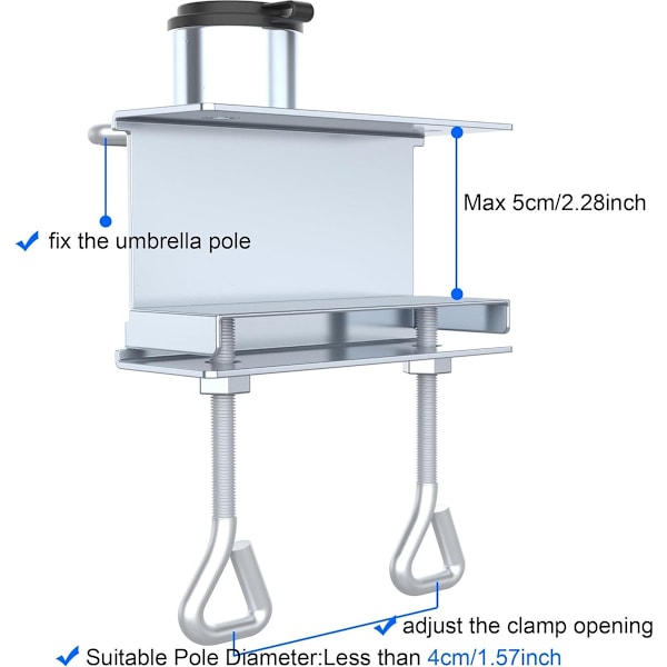 1 stk. (lodret) udendørs paraply klemmeholder - metal parasol hol
