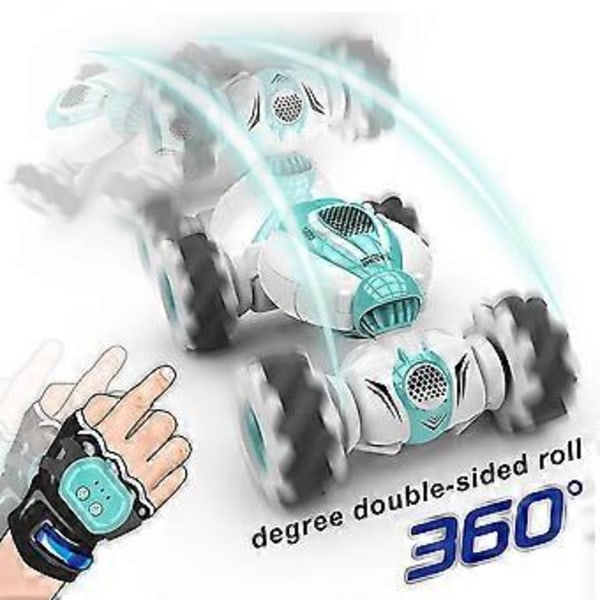 Geststyrd vridbar bil fjärrkontroll höghastighetsbil terrängklättring fyrhjulsdrift stunt deformation drift racing leksak (grön)
