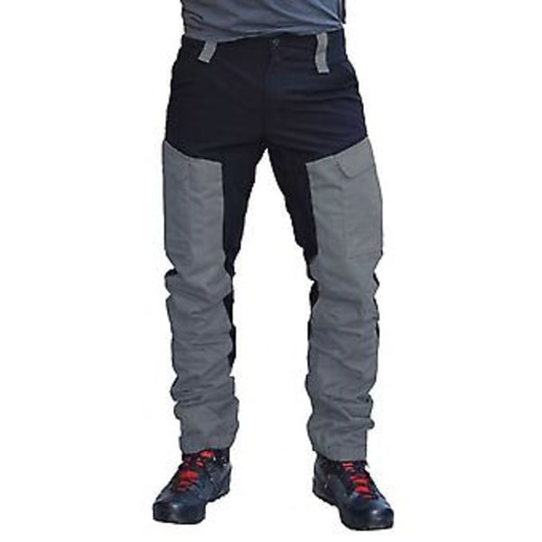 Fianao Herrmode Färgblock Flera Fickor Sport Långa Cargo Byxor Arbetsbyxor (XL Grågrön)
