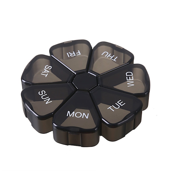 7 dages ugentlig pilleorganisator Tryk for at åbne 7 store kronbladformede rum