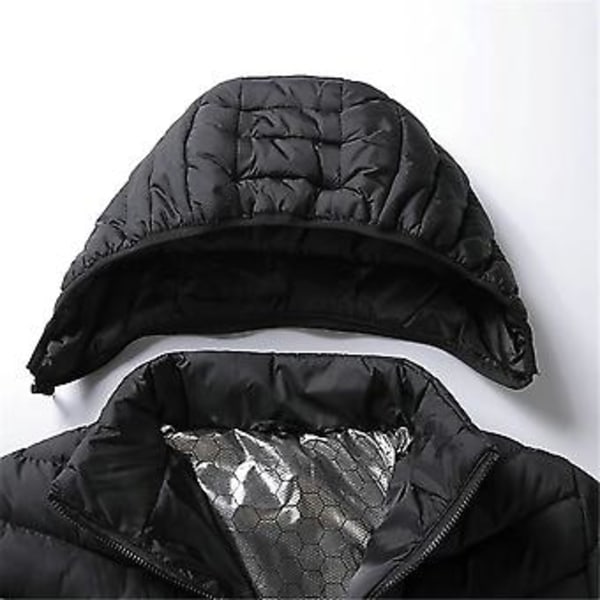 Unisex Elektrisk USB Uppvärmd Jacka Vinter Varm Värmeplatta Tyg Kropps Värmare Ytterplagg (4XL Svart)