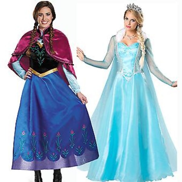 Adult Women Book Week Disney Frozen Princess Elsa Anna Queen Fancy Dress Halloween Carnival Costume Cosplay(2XL Anna)