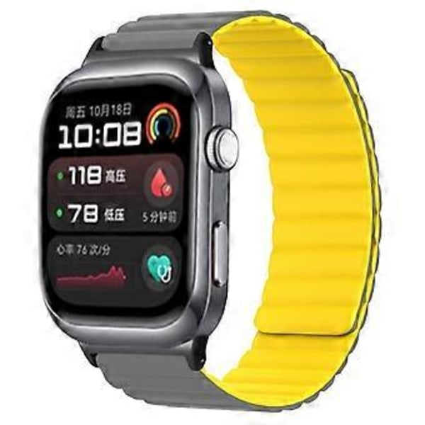 Huawei Watch D2 -kellolle silikoninen kellon ranneke magneettisella korvaushihnalla - Harmaa Keltainen (Harmaa Keltainen)