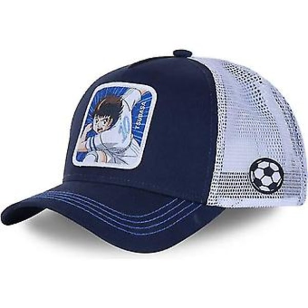 Muodin jalkapallo anime baseball-lippis miehille ja naisille - Trucker-lippis jalkapallotähti Lionel Messi Cristiano Ronaldo -faneille, hengittävä [JKW] (Tsubasa-sininen)