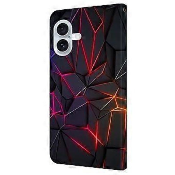 iPhone 16 -kotelo, kuvioitu painettu suojakuori TPU+PU-nahkainen läppäkotelo (tyyli C)