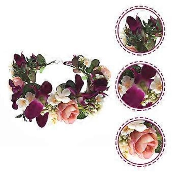 Blomsterpannband Blomsterkrans Brud Blommig Hårband Bröllop Håraccessoar