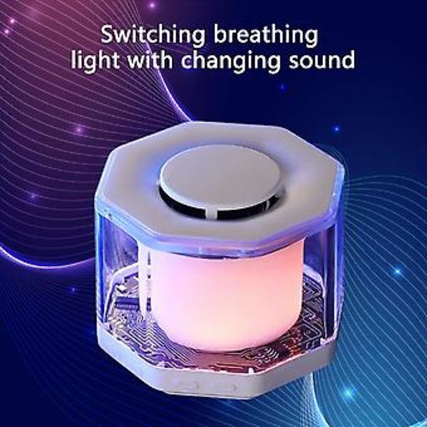 Trådlös Bluetooth-högtalare med subwoofer, utomhus, mini, färgad ljuskristallglas, WH