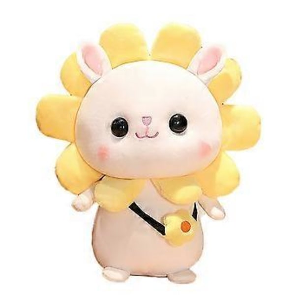 Plushdyre Søt Tegneserie Kanin Stoffdyr Myk Plush Koselig Pute Plush Kastepute for Barn Gutter Jenter 30CM (solsikke)