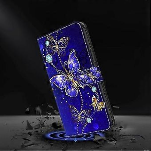 Magnetiskt fodral för Samsung Galaxy A35 5G med 3D-mönstertryck i läder (Diamantfjäril)